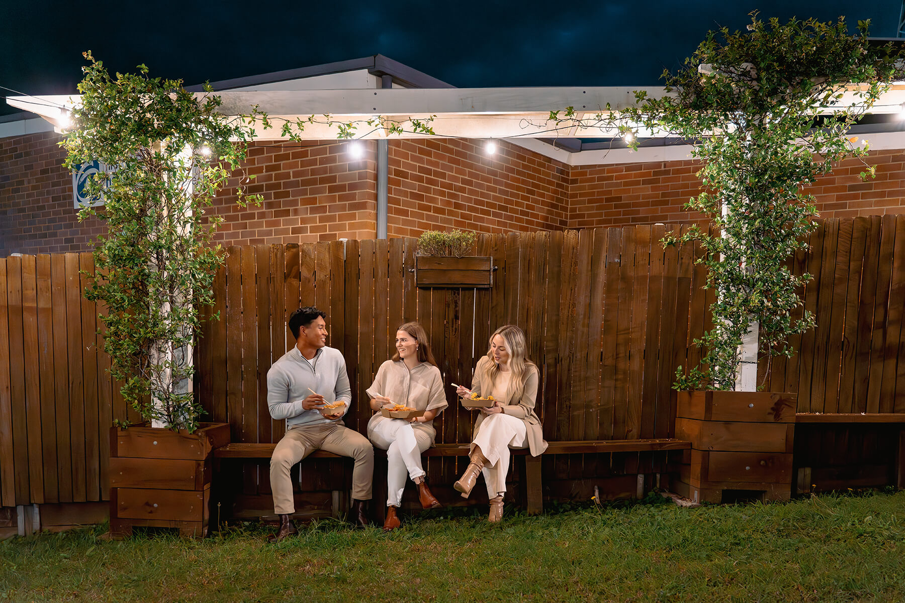 friends enjoying takeaway food