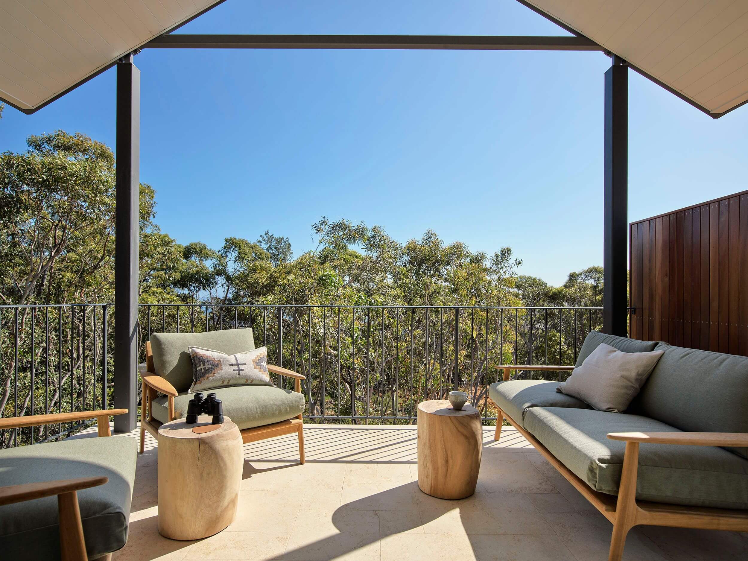 view form within a luxury lodge out to the bushland