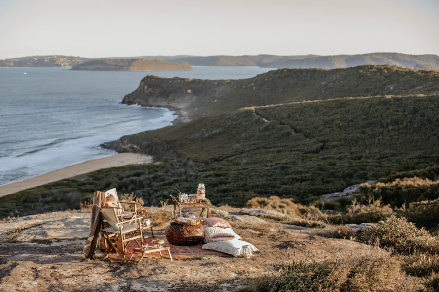 luxury scenic lookout with a picnic in national park