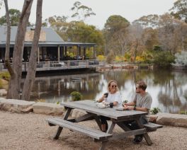 couple at saddlery cafe